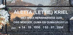 KRIEL Aletta 1930-2004