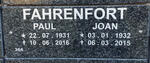 FAHRENFORT Paul 1931-2016 & Joan 1932-2015