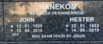 HANEKOM John 1929-2010 & Hester 1933-2019