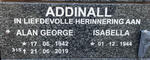 ADDINALL Alan George 1942-2019 & Isabella 1944-