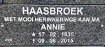 HAASBROEK Annie 1935-2015
