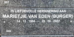 EDEN Marietjie, van nee BURGER 1966-2007