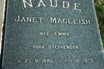 NAUDE Janet Macleish formerly EMMS nee STEPHENSON 1895-1973