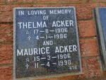 ACKER Maurice 1906-1990 & Thelma 1906-1986