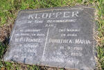 KLOPPER W.P. 1904-1977 & Dorothea Maria 1918-1989