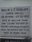 RADLOFF M.L.F. nee SMITH 1896-1990