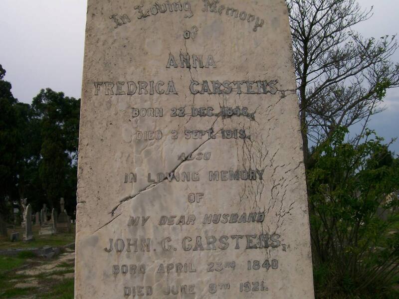 CARSTENS John C. 1840-1921 & Anna Fredrica 1846-1915