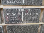 ZIEROLD Heinz W. 1934-2019 & Kotie J.J. 1943-2021