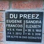 PREEZ Eugene Francois, du 1949-2012 & Sandra Elizabeth 1953-2016