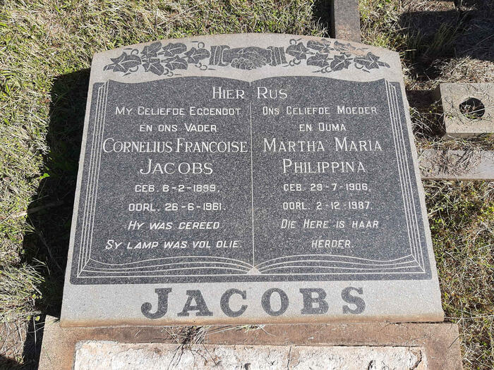 JACOBS Cornelius Francoise 1899-1961 & Martha Maria Philippina 1906-1987