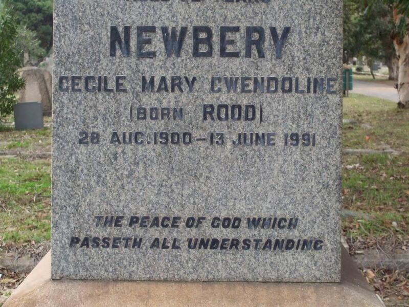 NEWBERY Cecile Mary Gwendoline nee ROOD 1900-1991