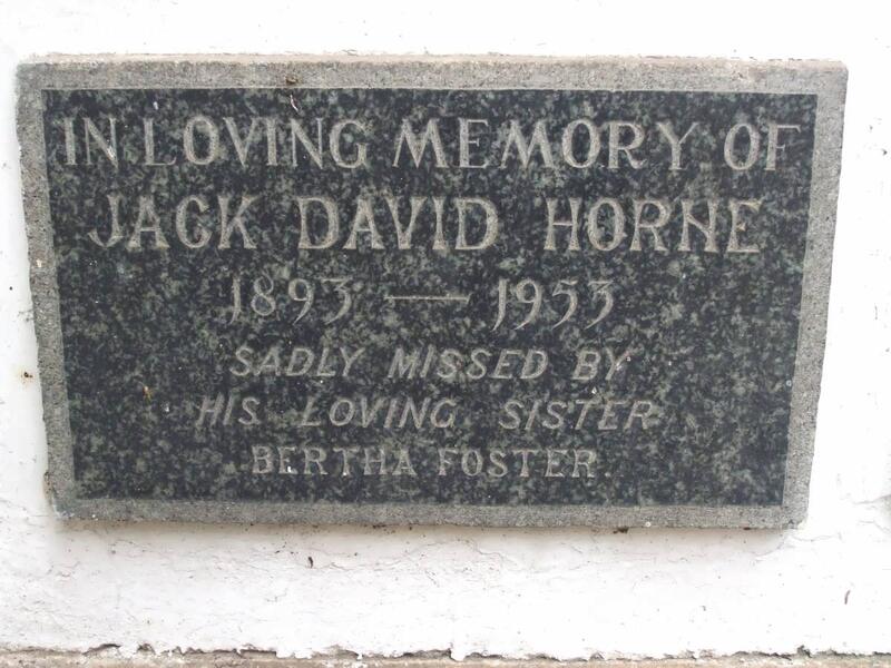 HORNE Jack David 1893-1953