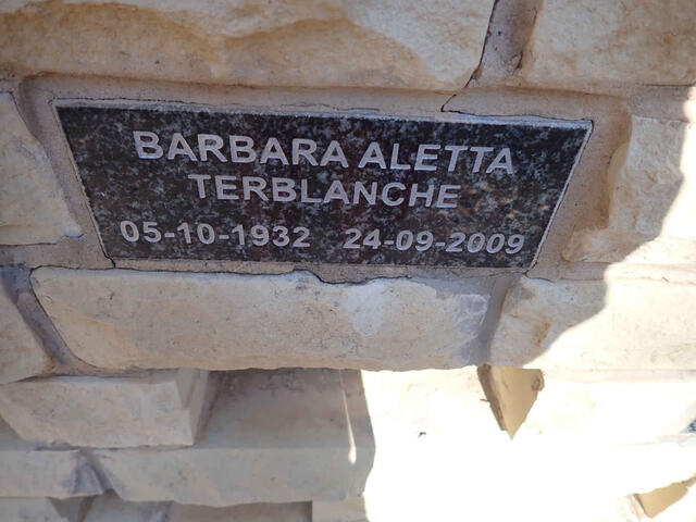 TERBLANCHE Barbara Aletta 1932-2009