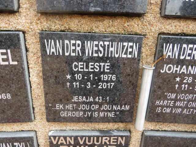 WESTHUIZEN Celesté, van der 1976-2017