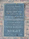 WEIGHT Margaret Ann 1937-2019 :: WEIGHT Lindsay Margaret 1962-2006