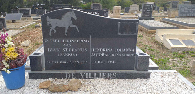 VILLIERS Izak Stefanus, de 1940-2015 & Hendrina Johanna Jacoba SUMMERS 1954-