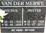 MERWE Nichol, van der 1930-2009 & Hester 1928-2013