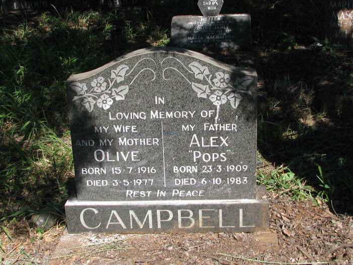 CAMPBELL Alex 1909-1983 & Olive 1916-1977