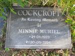COCKCROFT Minnie Muriel 1923-1994