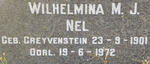 NEL Wilhelmina M.J. nee GREYVENSTEIN 1901-1972 