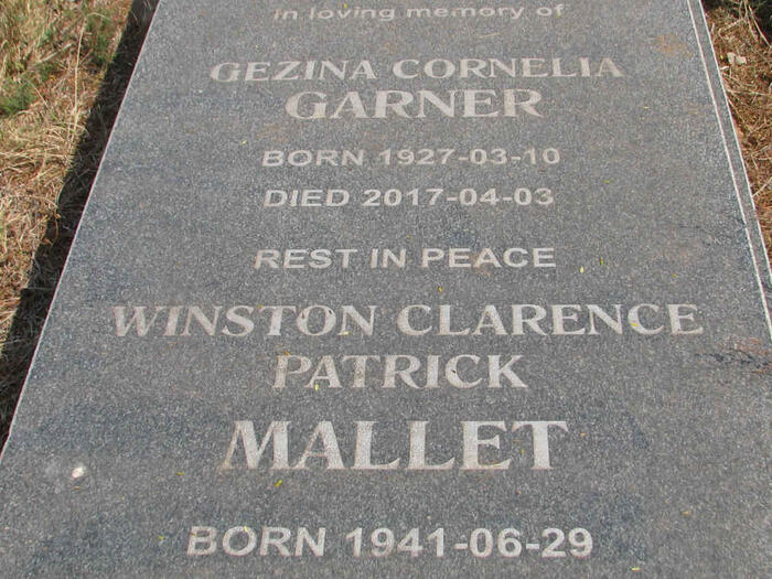 GARNER Gezina Cornelia 1927-2017 :: MALLET Winston Clarence Patrick 1941-