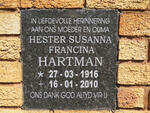 HARTMAN Hester Susanna Francina 1916-2010