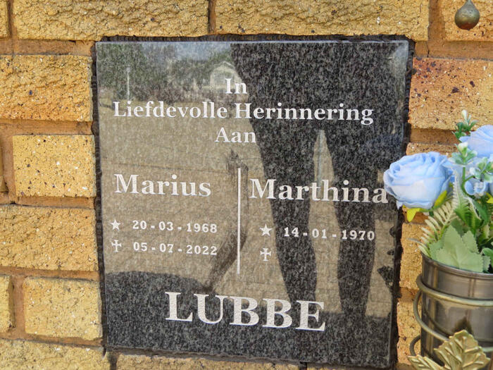LUBBE Marius 1968-2022 & Marthina 1970-