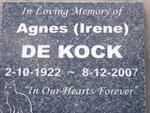 KOCK Agnes, de 1922-2007