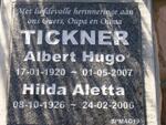 TICKNER Albert Hugo 1920-2007 & Hilda Aletta 1926-2006