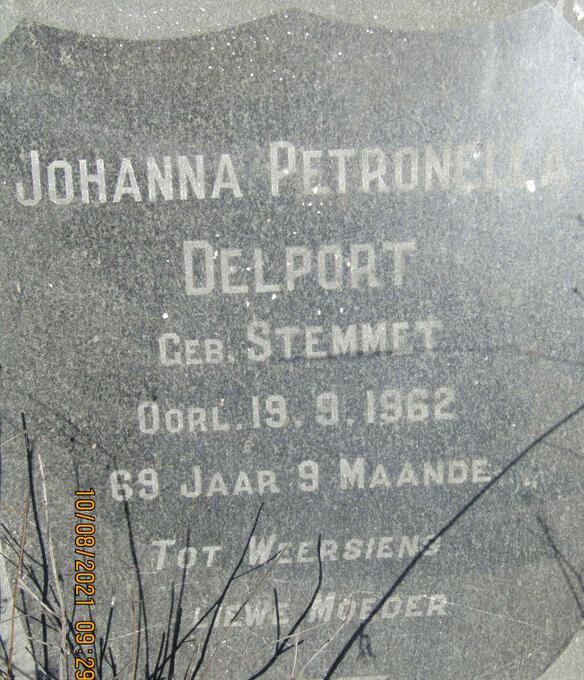 DELPORT Johanna Petronella nee STEMMET -1962