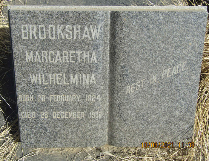 BROOKSHAW Margaretha Wilhelmina 1924-1982
