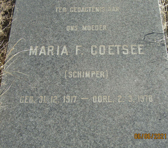 COETSEE Maria F. nee SCHIMPER 1917-1978