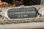 BERG Martha Elizabeth, van den nee VAN VREDEN 1895-1981