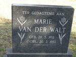 WALT Marie, van der 1918-1982