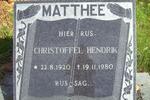 MATTHEE Christoffel Hendrik 1920-1980