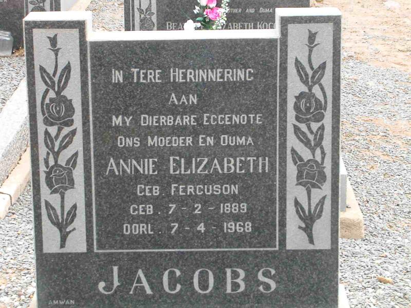 JACOBS Annie Elizabeth nee FERGUSON 1889-1968