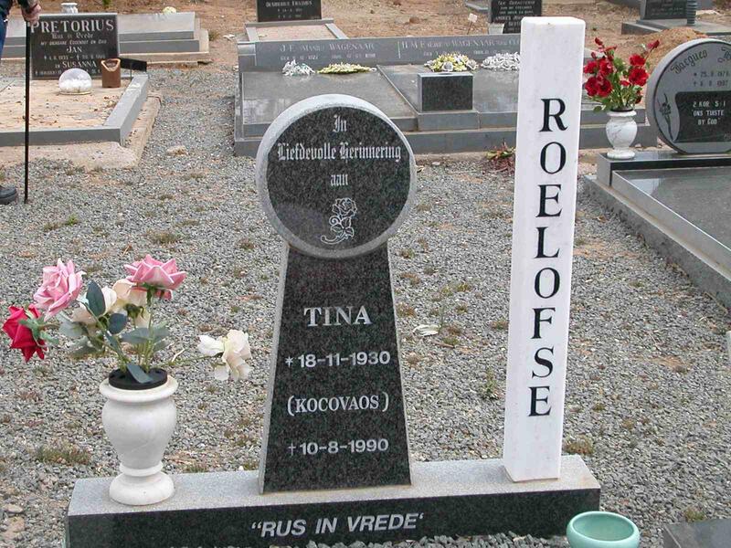 ROELOFSE Tina nee KOCOVAOS 1930-1990
