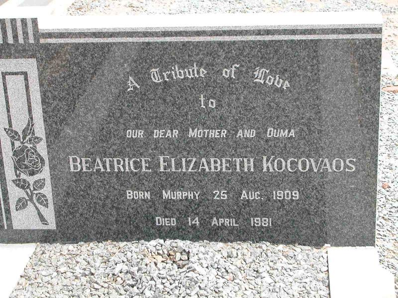 KOCOVAOS Beatrice Elizabeth nee MURPHY 1909-1981