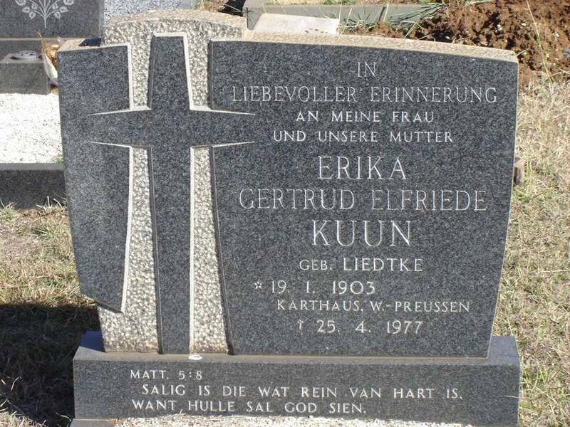 KUUN Erika Gertrud Elfriede nee LIEDTKE 1903-1977