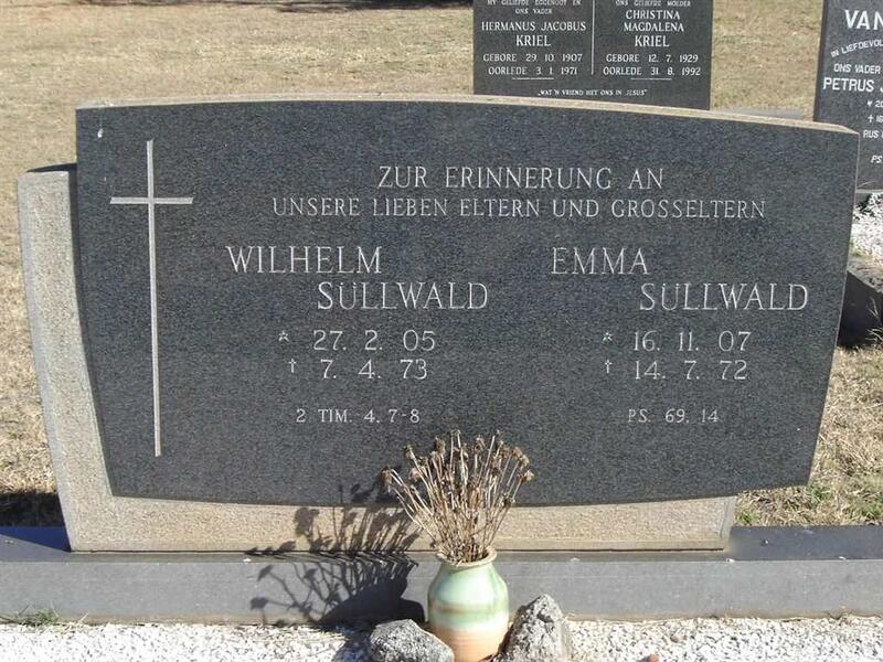 SULLWALD Wilhelm 1905-1973 & Emma 1907-1972