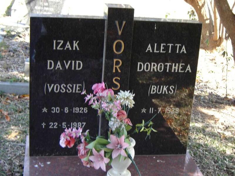 VORSTER Izak David 1926-1987 & Aletta Dorothea 1929-