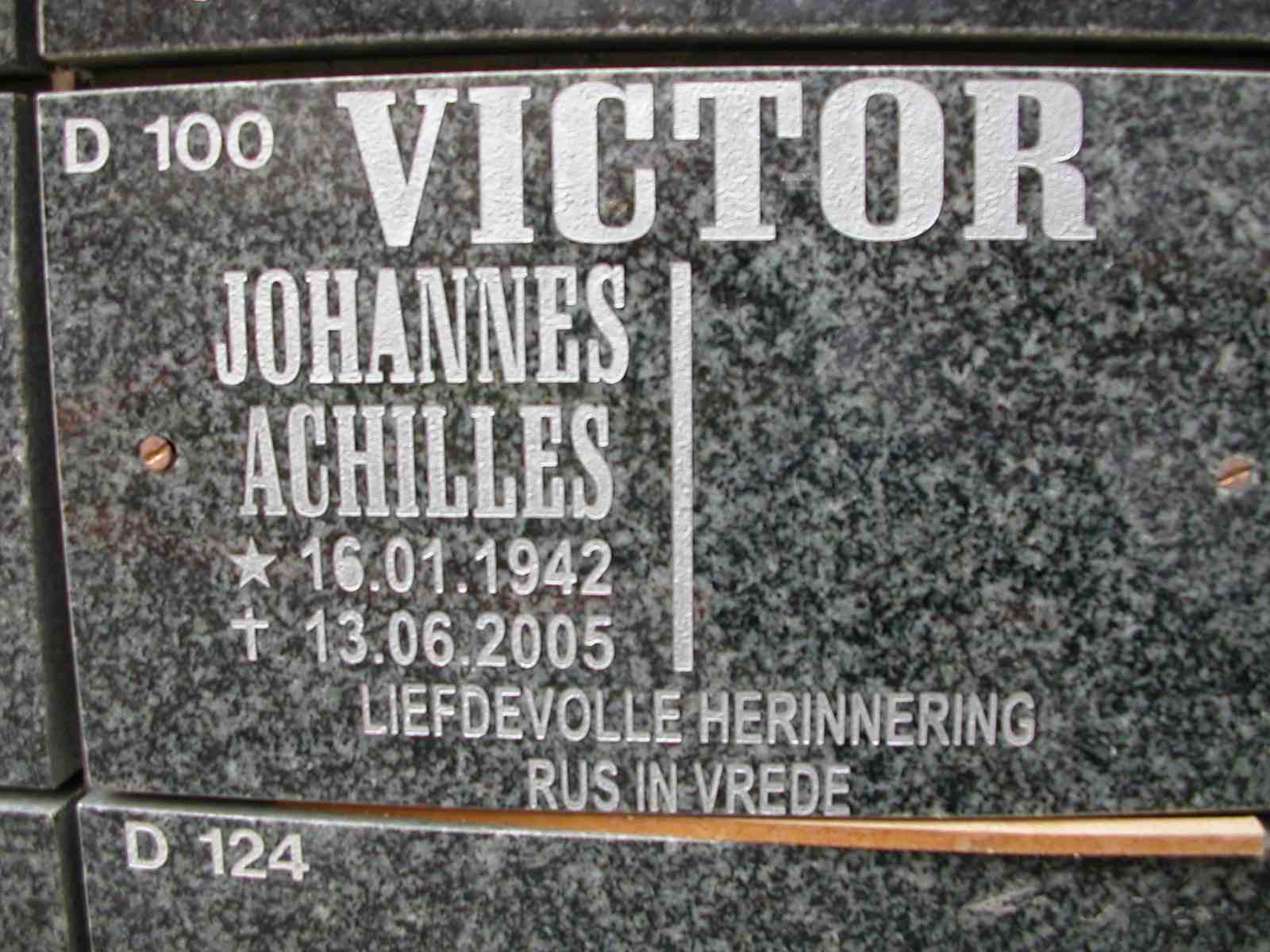 VICTOR Johannes Achilles 1942-2005