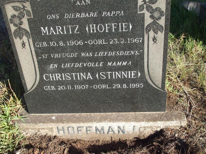 HOFFMANN Maritz 1906-1967 & Christina 1907-1995