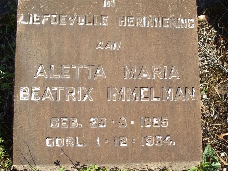 IMMELMAN Aletta Maria Beatrix 1885-1964