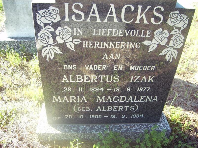 ISAACKS Albertus Izak 1894-1977 & Maria Magdalena ALBERTS 190-1984