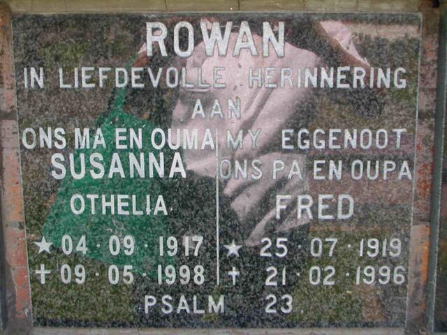 ROWAN Fred 1919-1996 & Susanna Othelia 1917-1998