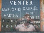 VENTER Gabriel Daniel Jacobus 1914-2001 & Marjorie Martha 1916-1994