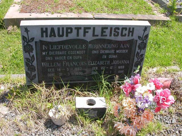 HAUPTFLEISCH Willem Francios 1889-1970 & Elizabeth Johanna 1893-1986