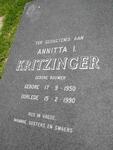 KRITZINGER Annitta I., nee BOUWER 1950-1990