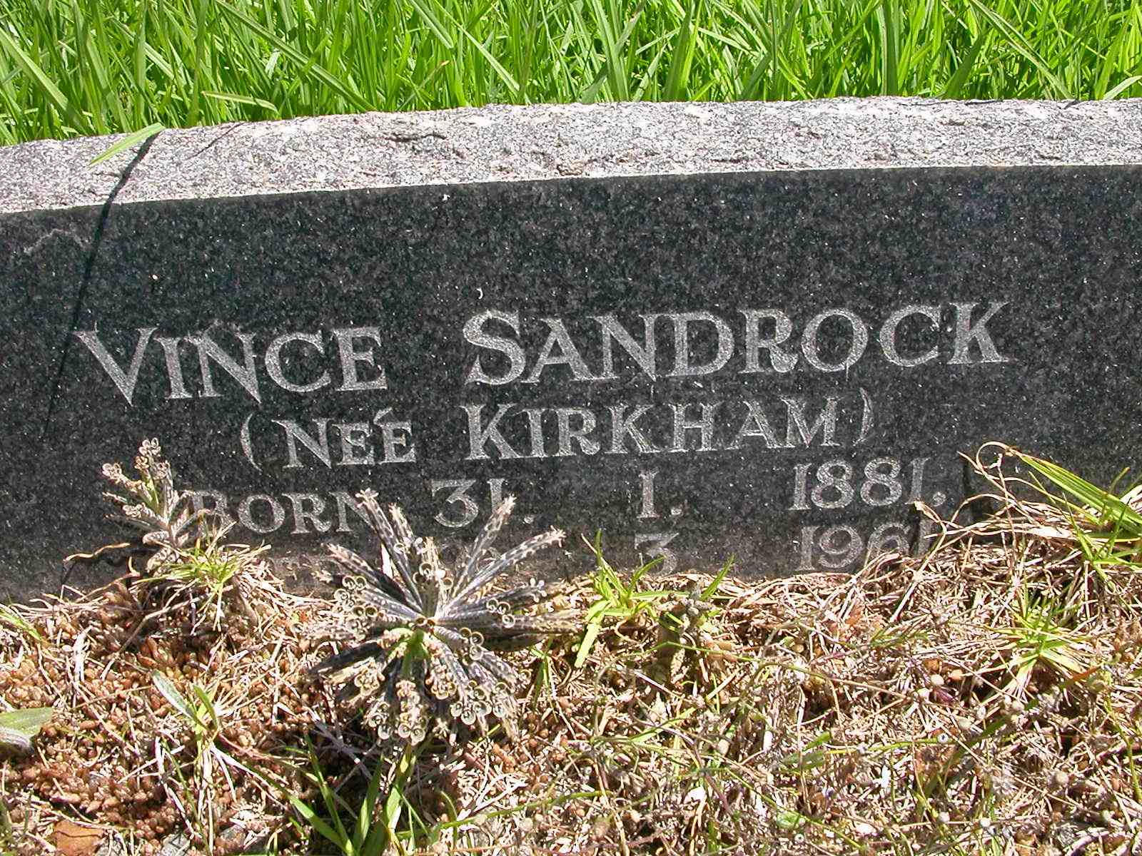 SANDROCK Vince nee KIRKHAM 1881-1961